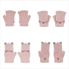 img 3 attached to Convertible Mittens Fingerless Knitted Cartoon Girls' Accessories