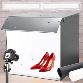img 4 attached to 📸 Портативная складная фотостудия Light Box 16"/40см с регулируемой яркостью, CR>95 и 102 светодиодными лампами - профессиональный комплект для съемки с палаткой и 2 цветными фонами.
