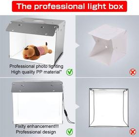 img 1 attached to 📸 Портативная складная фотостудия Light Box 16"/40см с регулируемой яркостью, CR>95 и 102 светодиодными лампами - профессиональный комплект для съемки с палаткой и 2 цветными фонами.