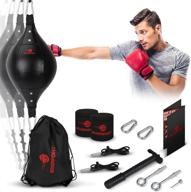 🥊 premium double-end bag boxing set - fully adjustable double ended punching ball - pu leather punch bag with hand wraps and installation accessories - includes carry bag - improve boxing skills and precision логотип