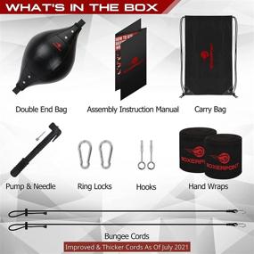 img 3 attached to 🥊 Premium Double-End Bag Boxing Set - Fully Adjustable Double Ended Punching Ball - PU Leather Punch Bag with Hand Wraps and Installation Accessories - Includes Carry Bag - Improve Boxing Skills and Precision