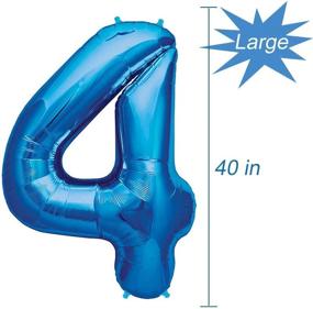 img 2 attached to 🎈 Shop the Trend: Tellpet Number 4 Balloon, Blue, 40 Inch - Perfect for Celebrations!