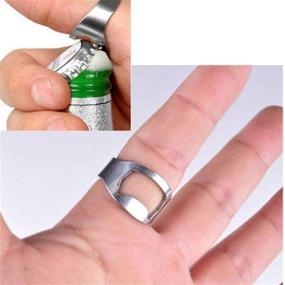 img 1 attached to 🍾 Yansanido Stainless Steel Finger Ring Bottle Opener - 15pcs Pack: LOVE, I DO, PARTY, CHEERS, and Heart Shaped (5 Styles, 3pcs Each)