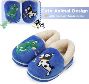 img 1 attached to 👶 Warm and Cute Cartoon Toddler Slippers Boys Booties with Plush Fur for Indoor Home Use - Ideal for Kids and Girls