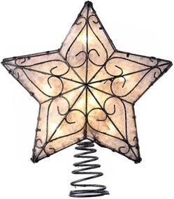 img 3 attached to 🌟 Kurt Adler Capiz Inspired Star Treetop with Metal Trim and 10 Lights - UL Certified