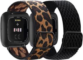 img 4 attached to Welltin 2-Pack Compatible Bands for Fitbit Versa/Fitbit Versa 2/Fitbit Versa Lite – Breathable Woven Fabric Straps for Women and Men, Adjustable Replacement Wristbands for Fitbit Versa Smart Watch