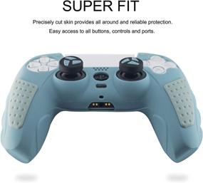 img 2 attached to BRHE PS5 Controller Skin with Anti-Slip Silicone Grip Cover - Protector Rubber Case Set for Playstation 5 Gamepad Joystick, Enhanced with 2 Thumb Grip Caps, in Grey Blue