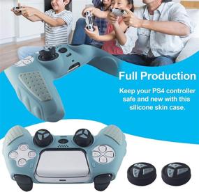 img 1 attached to BRHE PS5 Controller Skin with Anti-Slip Silicone Grip Cover - Protector Rubber Case Set for Playstation 5 Gamepad Joystick, Enhanced with 2 Thumb Grip Caps, in Grey Blue