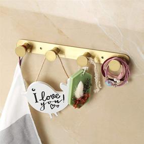 img 3 attached to 🛁 Alise Bathroom Towel Hook Rack with 4 Hooks, Wall Mounting Option, SUS304 Stainless Steel Brushed Golden Finish