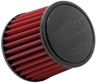 🔴 aem 21-203dk universal dryflow clamp-on air filter: round tapered; 3 in (76 mm) flange - high performance red filter for improved airflow logo