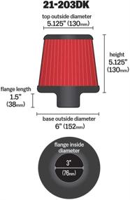 img 3 attached to 🔴 AEM 21-203DK Universal DryFlow Clamp-On Air Filter: Round Tapered; 3 in (76 mm) Flange - High Performance Red Filter for Improved Airflow