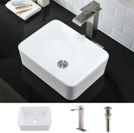 🚽 wmxqx 16"x12" rectangle bathroom sink and faucet combo - above counter white porcelain ceramic basin with matching pop up drain logo