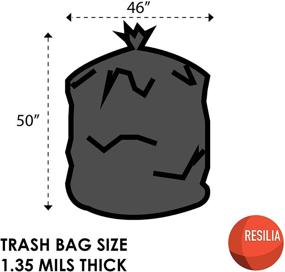 img 2 attached to 🗑️ Resilia Heavy Duty 55 Gallon Plastic Trash Bags BTGR-50XH - Garbage Can Liners for Kitchen and Home Use, Cleaning Supplies, Black, 46x50 Inches, 10 Bags/Roll, 10 Rolls, 100 Bags Total