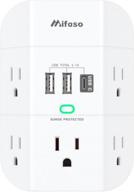ultimate wall surge protector outlet extender with usb charging - 5 outlet splitter and 3 usb charger (including usb c), 1800 joules multi plug outlet adapter - spaced for easy access logo