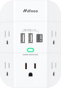 img 4 attached to Ultimate Wall Surge Protector Outlet Extender with USB Charging - 5 Outlet Splitter and 3 USB Charger (Including USB C), 1800 Joules Multi Plug Outlet Adapter - Spaced for Easy Access