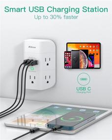 img 3 attached to Ultimate Wall Surge Protector Outlet Extender with USB Charging - 5 Outlet Splitter and 3 USB Charger (Including USB C), 1800 Joules Multi Plug Outlet Adapter - Spaced for Easy Access