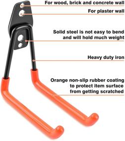 img 2 attached to 12 Pack Heavy Duty Garage Storage Hooks - Steel Tool Hangers for Wall Mount Organization, Anti-Slip Coating for Garden Tools, Ladders, Bikes, and Bulky Items