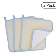 🧼 bleu bath (pack of 3) reversible exfoliating skin towel | cotton terry body cloth scrubber | premium loofah towel for soft and buffed wash | ideal for oil or dry skin | white logo