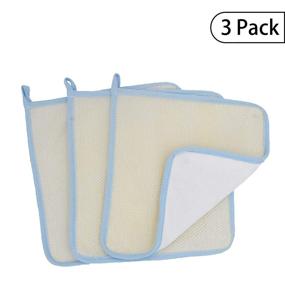 img 4 attached to 🧼 Bleu Bath (Pack of 3) Reversible Exfoliating Skin Towel | Cotton Terry Body Cloth Scrubber | Premium Loofah Towel for Soft and Buffed Wash | Ideal for Oil or Dry Skin | White