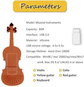 img 3 attached to 🎸 LEIZHAN 5x8GB флеш-накопитель USB с музыкальными инструментами USB 2.0 Память Pendrive - Желтая гитара, Красная гитара, Виолончель, Скрипка, Пианино