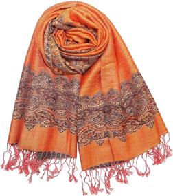 img 4 attached to 🧣 Chic and Versatile Achillea Elegant Reversible Paisley Pashmina: A Must-Have for Women's Scarves & Wraps