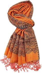 img 3 attached to 🧣 Chic and Versatile Achillea Elegant Reversible Paisley Pashmina: A Must-Have for Women's Scarves & Wraps