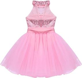 img 1 attached to 🩰 Inlzdz Kids Girls Sequins Halter Turtle Neck Leotard: Gymnastics, Ballet Dance Dress for Performance Costume