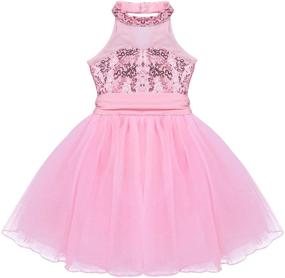 img 2 attached to 🩰 Inlzdz Kids Girls Sequins Halter Turtle Neck Leotard: Gymnastics, Ballet Dance Dress for Performance Costume