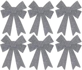 img 4 attached to 💎 Iconikal Sparkling Silver No-Mess Glitter Bow- 9 x 12 inches, 6 Pack - Luxury