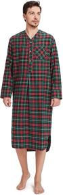 img 4 attached to 👔 SIORO Men's Flannel Nightshirt: Comfortable Cotton Nightwear for Sleep and Lounge