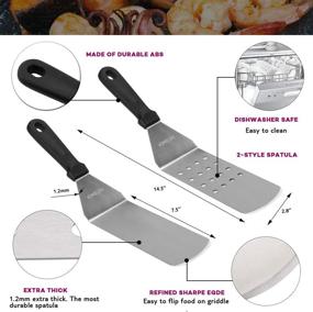 img 3 attached to 🍳 Stainless Steel Griddle Spatula Set - Restaurant Quality Griddle Accessories Kit for Flat Top Grill. Professional Spatulas Tools for BBQ. Perfect Gift Idea for Men, Dad, Husband, Father, Chef.