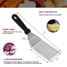 img 1 attached to 🍳 Stainless Steel Griddle Spatula Set - Restaurant Quality Griddle Accessories Kit for Flat Top Grill. Professional Spatulas Tools for BBQ. Perfect Gift Idea for Men, Dad, Husband, Father, Chef.