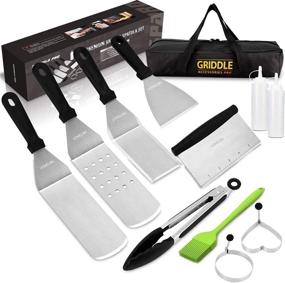 img 4 attached to 🍳 Stainless Steel Griddle Spatula Set - Restaurant Quality Griddle Accessories Kit for Flat Top Grill. Professional Spatulas Tools for BBQ. Perfect Gift Idea for Men, Dad, Husband, Father, Chef.