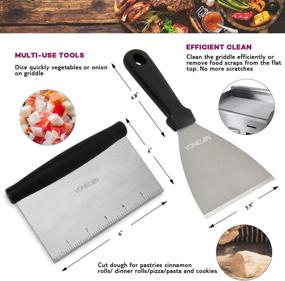 img 2 attached to 🍳 Stainless Steel Griddle Spatula Set - Restaurant Quality Griddle Accessories Kit for Flat Top Grill. Professional Spatulas Tools for BBQ. Perfect Gift Idea for Men, Dad, Husband, Father, Chef.