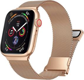 img 4 attached to Ремешок UHKZ для Apple Watch 38 мм 40 мм 41 мм для женщин и мужчин, нержавеющая сталь, миланская петля с магнитным замком, регулируемый ремешок, совместим с iWatch Series 7/6/5/4/3/2/1/SE, золотого цвета, 38/40/41 мм.