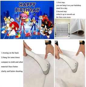 img 2 attached to 🎉 Sonic Hedgehog Happy Birthday тематические фотозадники: идеальные принадлежности для вечеринки по случаю рождения малыша для мальчиков и девочек на 1-й день рождения | Яркое фотофон - дружелюбный к детям баннер, украшение столика для торта и конфет из винила | Размер: 5x3 фута