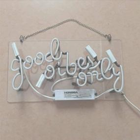 img 3 attached to 🌟 LiQi 'GOOD VIBES ONLY' Neon Wall Sign - Handmade with Real Glass for Home Decor, Room Lighting, Bedroom, Girls, Pub, Hotel, Beach, Cocktail, Recreational Game Room (14" x 8", PINK)