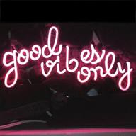 🌟 liqi 'good vibes only' neon wall sign - handmade with real glass for home decor, room lighting, bedroom, girls, pub, hotel, beach, cocktail, recreational game room (14" x 8", pink) логотип