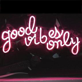 img 4 attached to 🌟 LiQi 'GOOD VIBES ONLY' Neon Wall Sign - Handmade with Real Glass for Home Decor, Room Lighting, Bedroom, Girls, Pub, Hotel, Beach, Cocktail, Recreational Game Room (14" x 8", PINK)