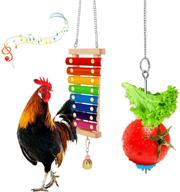 🐓 yuepet chicken toys - 2 pack chicken xylophone toy and hanging feeder for hens in chicken coop logo