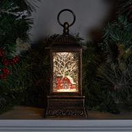 🎅 red barn christmas light-up snow globe lantern - 10.5 inches logo