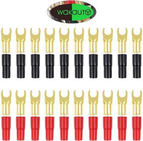 img 2 attached to 🔌 Wakauto 10 Pairs Copper Gold Plated 8 Gauge Strip Spade Terminal Spade Fork Adapter Connectors Plugs Crimp Barrier Spades for Speaker Wire Cable Terminal Plug