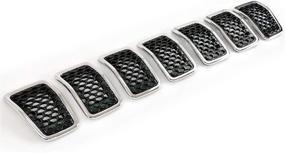 img 3 attached to Set of 7 Chrome Front Grille Inserts with Black Mesh and Honeycomb Design for 2019-2021 Jeep Cherokee