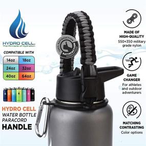 img 1 attached to HYDRO CELL Paracord Grip - Wide Mouth Strap Carrier with Safety Ring 🥤 and Carabiner. Supports 18, 24, 32, 40, and 64 oz Stainless Steel Water Bottles