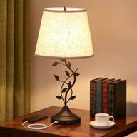 💡 large usb table lamp with dual usb charging ports – retro bedside lamp, traditional nightstand lamp for bedroom and living room – kakanuo 26'' desk lamp логотип