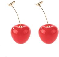 stereo fruit jewelry: sweet 3d dried flower red cherry drop dangle earrings for women and girls logo