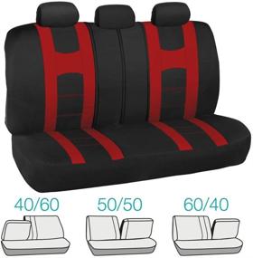 img 2 attached to BDK Forza Series Red Seat Covers Full Set Combo with Car Floor Mats – Front and Rear Bench Seat Cover &amp; Floor Mat Protector Set, Auto Truck Van SUV Interior Accessories