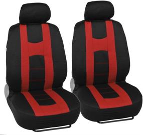 img 3 attached to BDK Forza Series Red Seat Covers Full Set Combo with Car Floor Mats – Front and Rear Bench Seat Cover &amp; Floor Mat Protector Set, Auto Truck Van SUV Interior Accessories