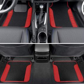 img 1 attached to BDK Forza Series Red Seat Covers Full Set Combo with Car Floor Mats – Front and Rear Bench Seat Cover &amp; Floor Mat Protector Set, Auto Truck Van SUV Interior Accessories