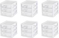 sterilite 20738006 small 3 drawer unit - white frame with clear drawers (pack of 6) logo